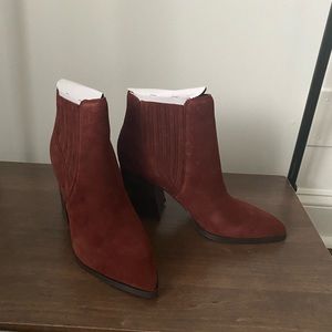 Beautiful MARC FISHER Dark Red Suede Booties!!!